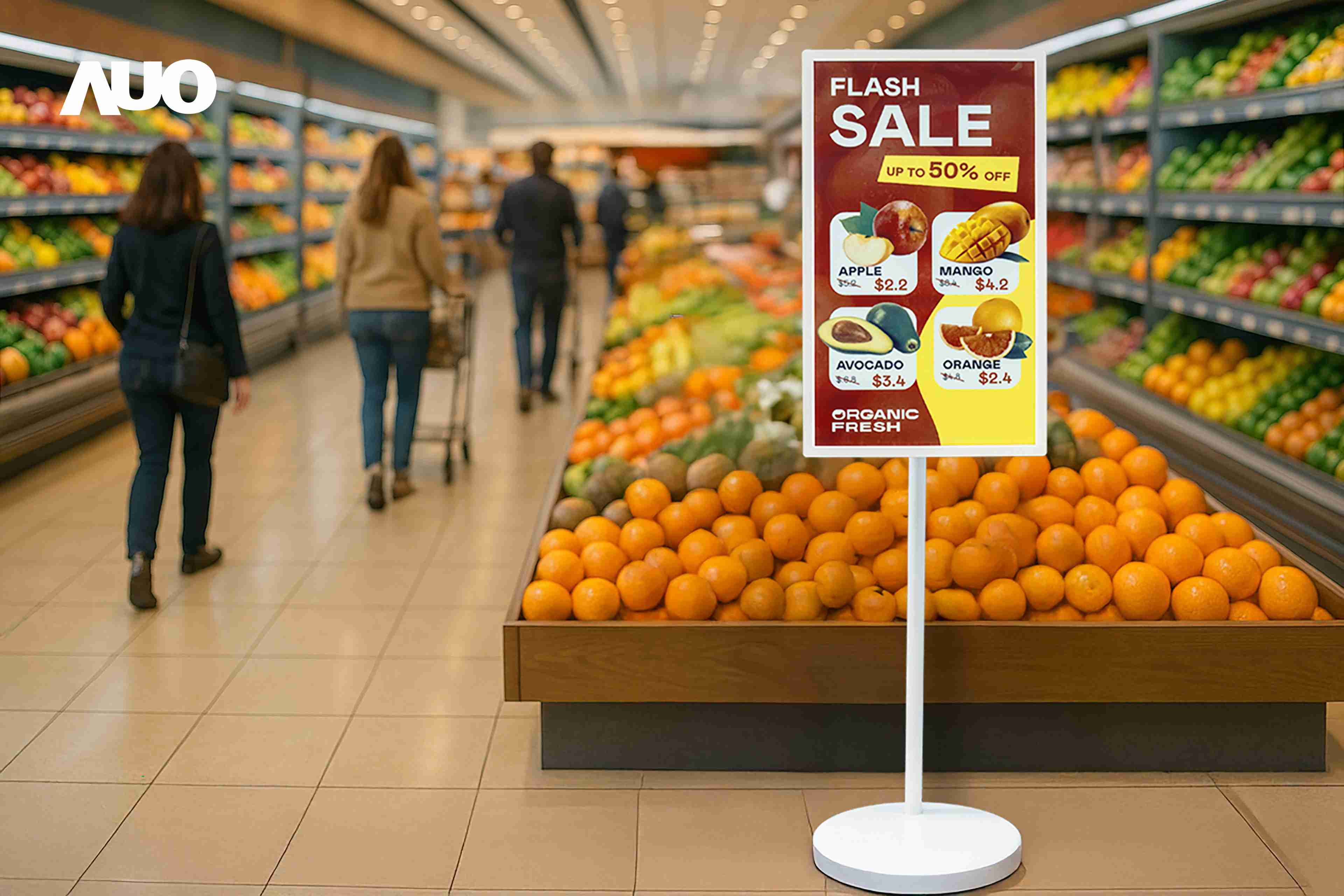 达擎首亮相低功耗、、、全彩的〝aecoPost电子纸解决方案〞，，，，仅在更新画面时需要微量的电力驱动，，，，无需布建电线的便捷设计，，，，使其可灵活应用、、随意置放，，并可透过云端或行动装置app，，，轻松管理及排程广告内容，，，晋升店头营销利器。。